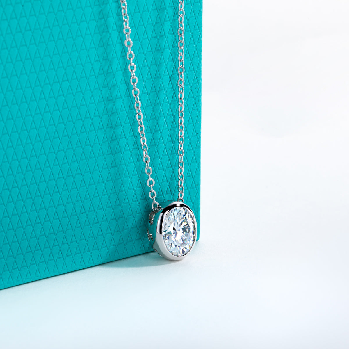 Oval Moissanite Pendant in 925 Sterling Silver