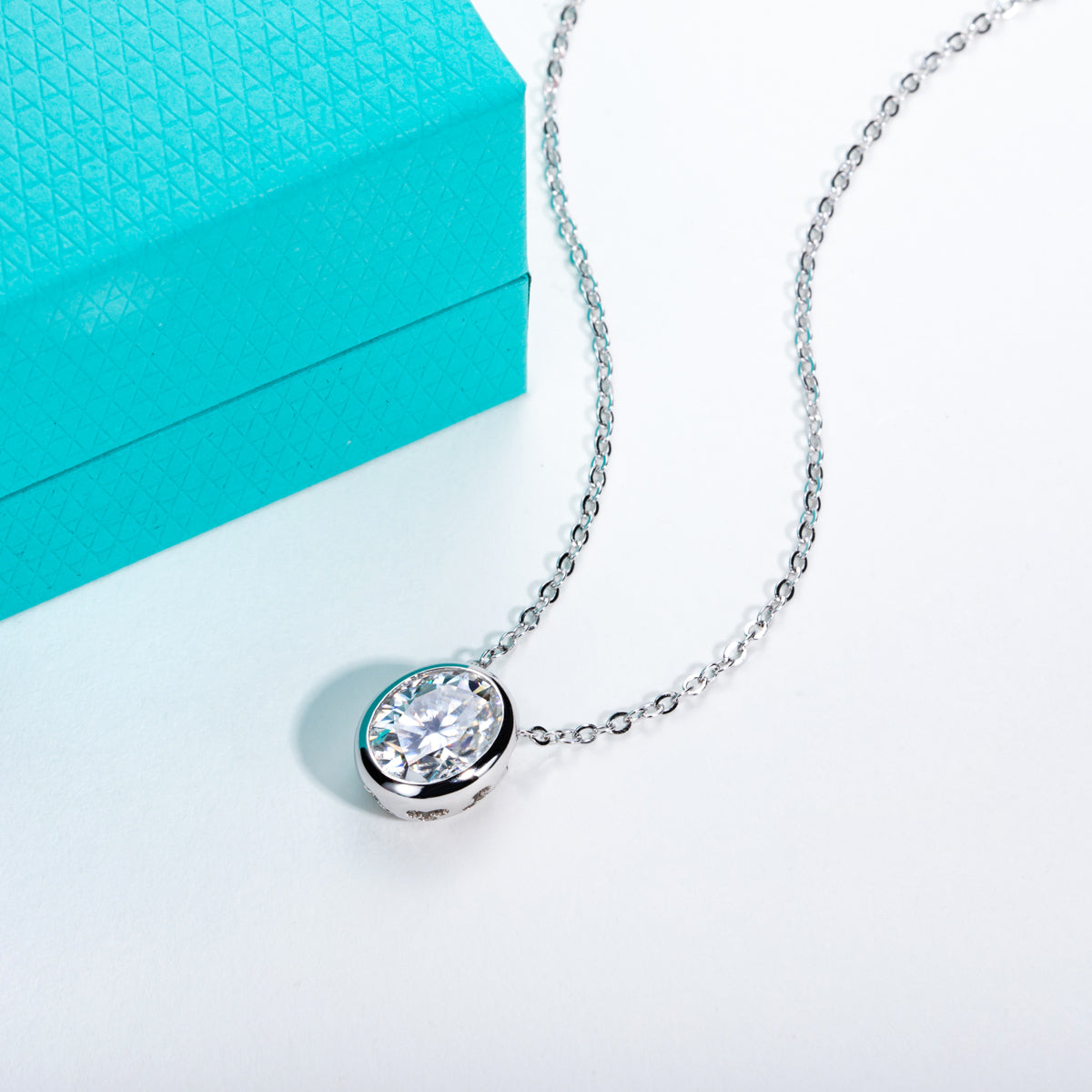 Oval Moissanite Pendant in 925 Sterling Silver