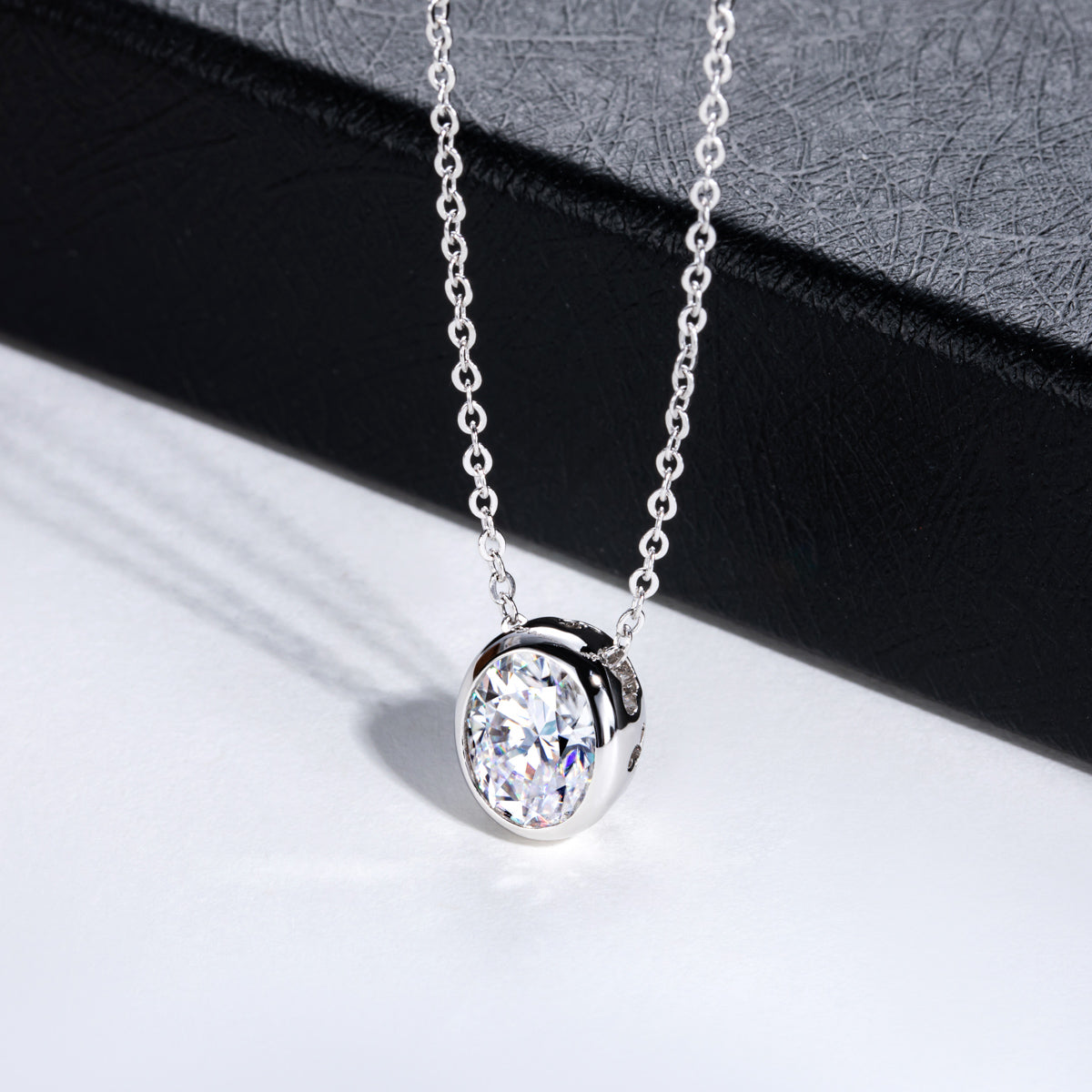 Oval Moissanite Pendant in 925 Sterling Silver