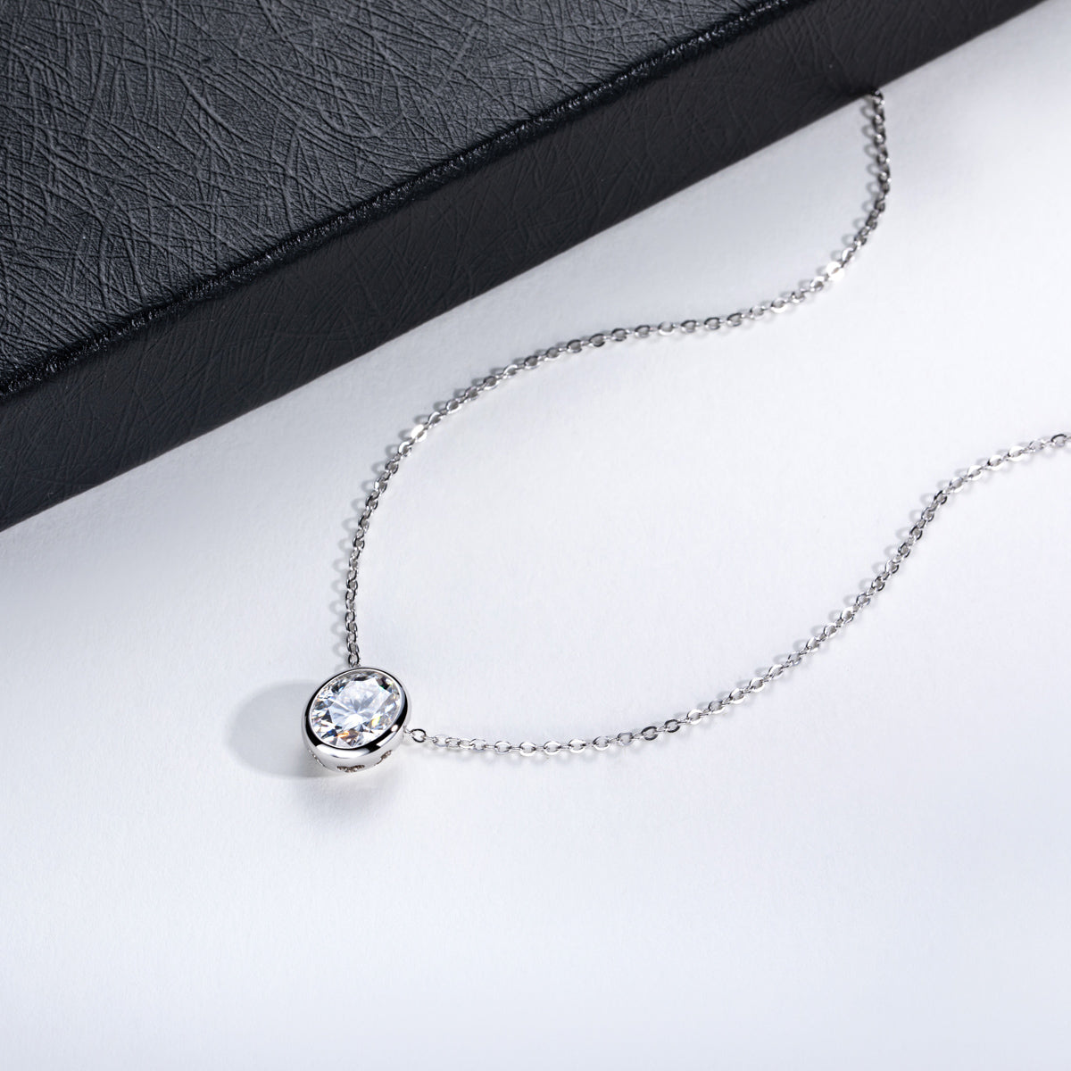 Oval Moissanite Pendant in 925 Sterling Silver