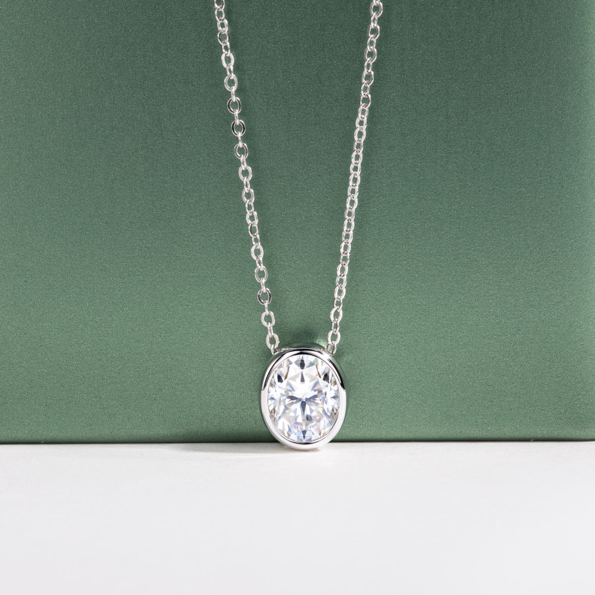 Oval Moissanite Pendant in 925 Sterling Silver