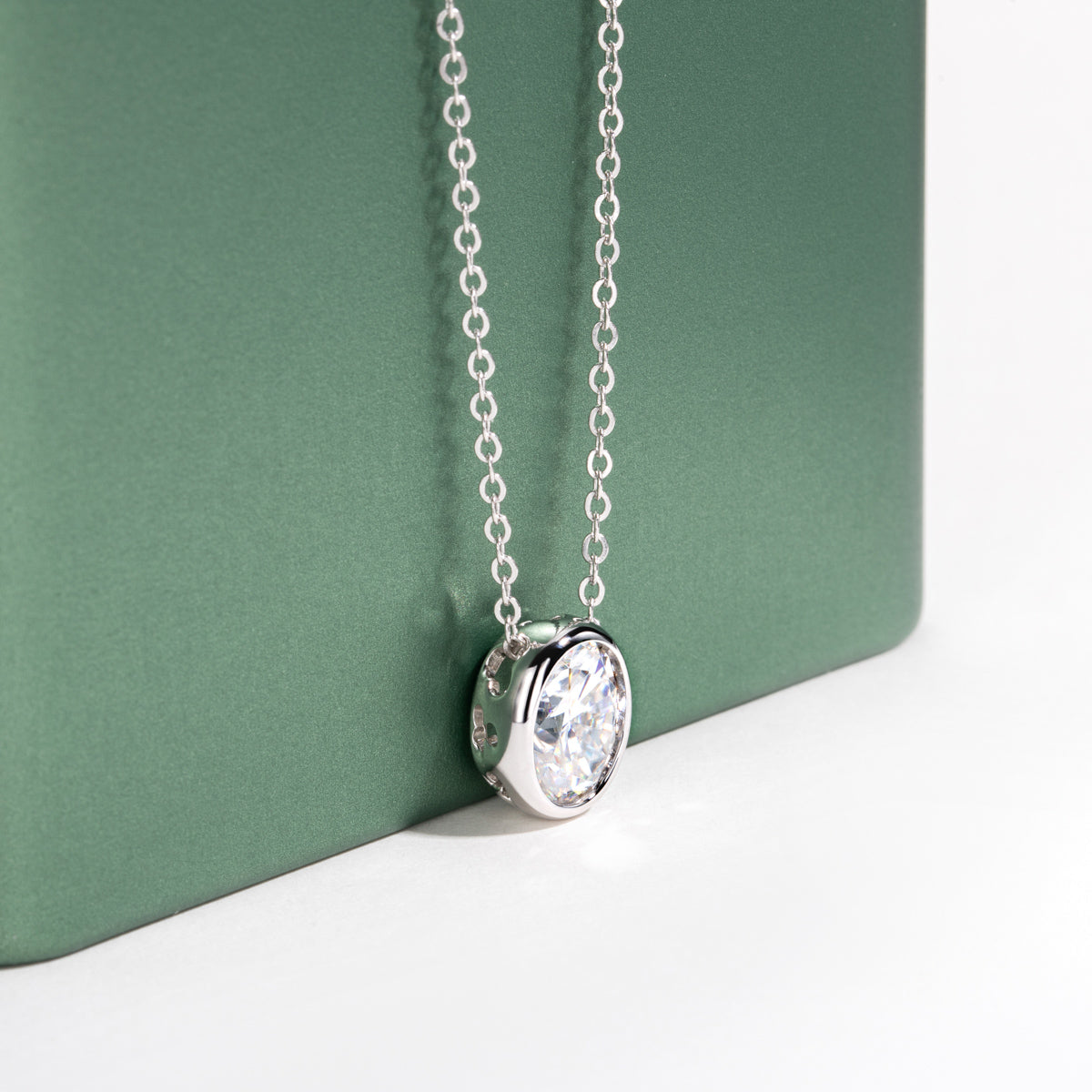 Oval Moissanite Pendant in 925 Sterling Silver