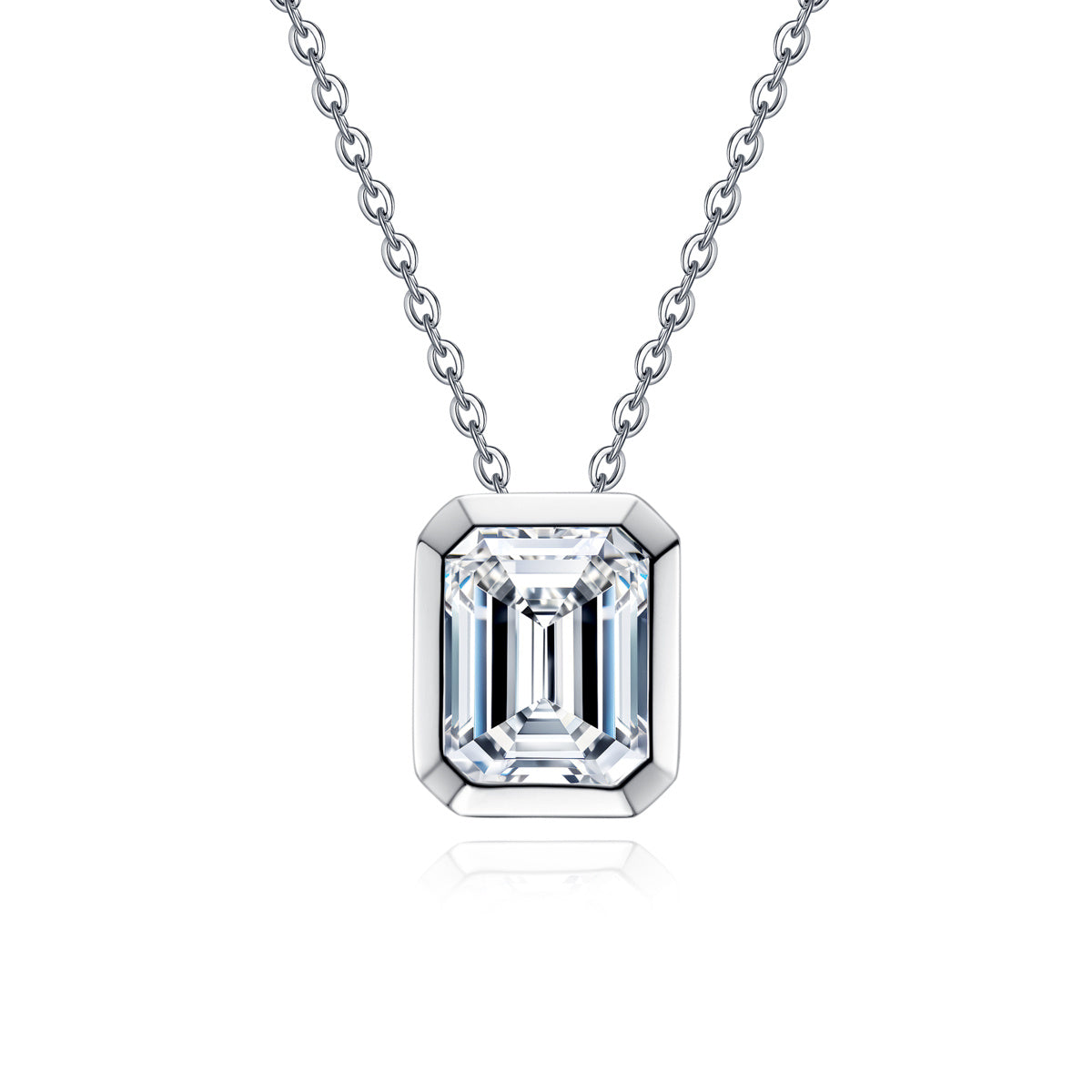 S925 Silver Moissanite Emerald Pendant