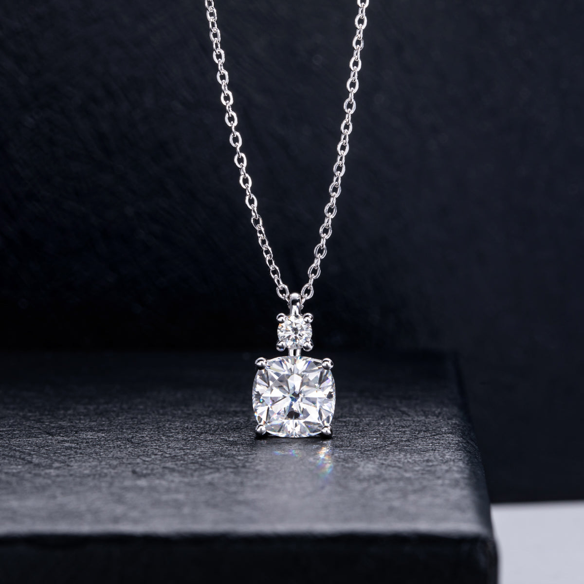 S925 Sterling‑Silver Square‑Cut Moissanite Pendant