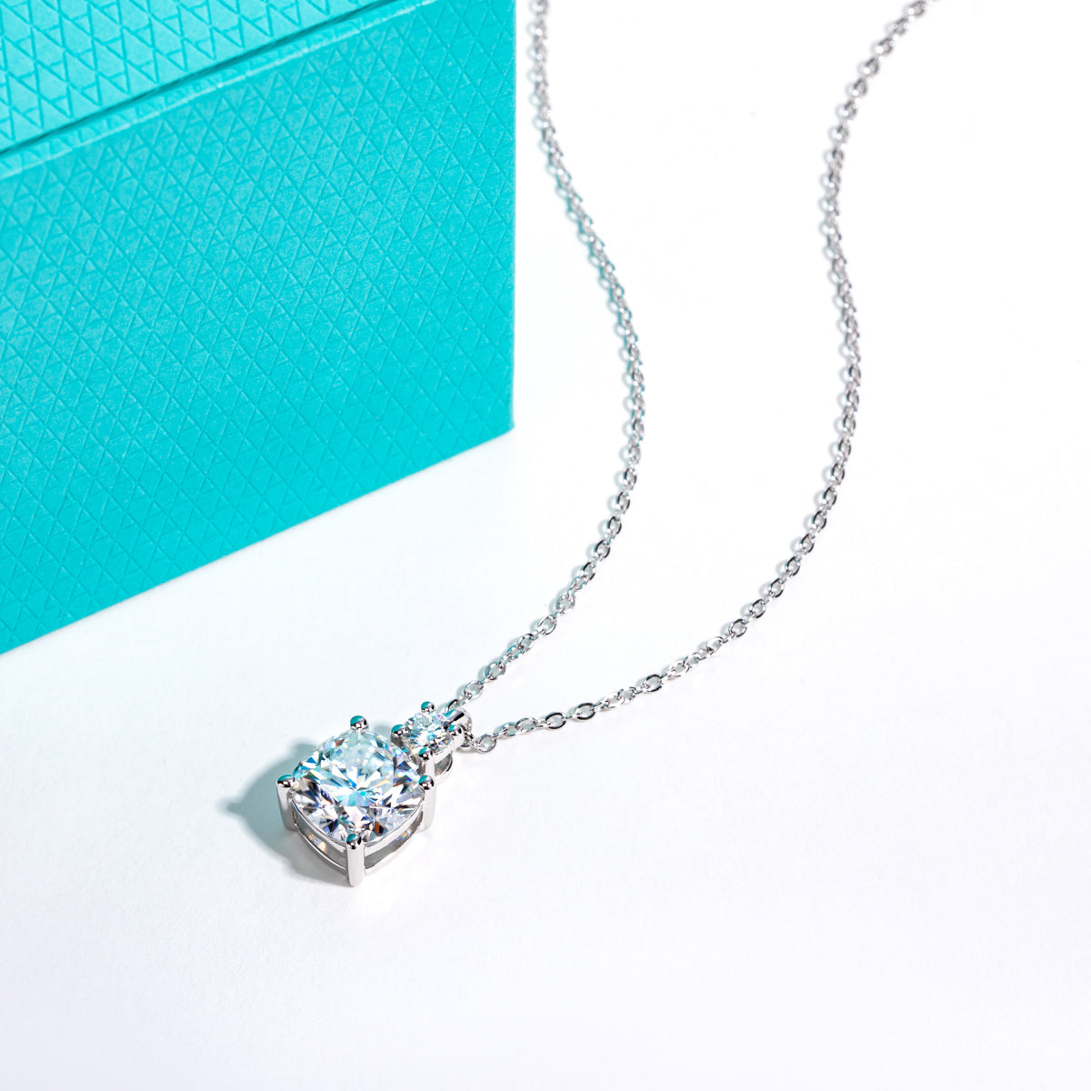 S925 Sterling‑Silver Square‑Cut Moissanite Pendant