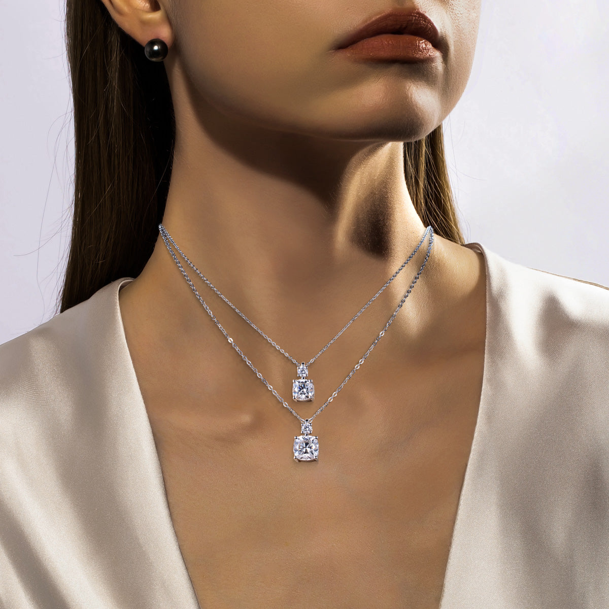 S925 Sterling‑Silver Square‑Cut Moissanite Pendant
