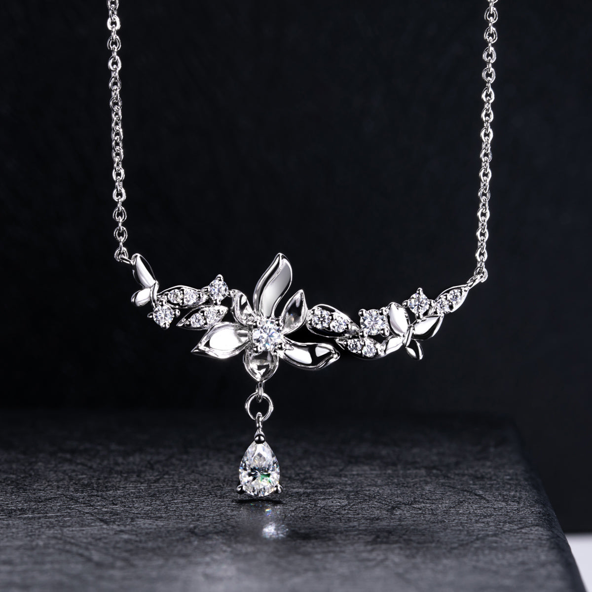 Orchid‑Shaped Minimalist Sterling Silver Clavicle Necklace