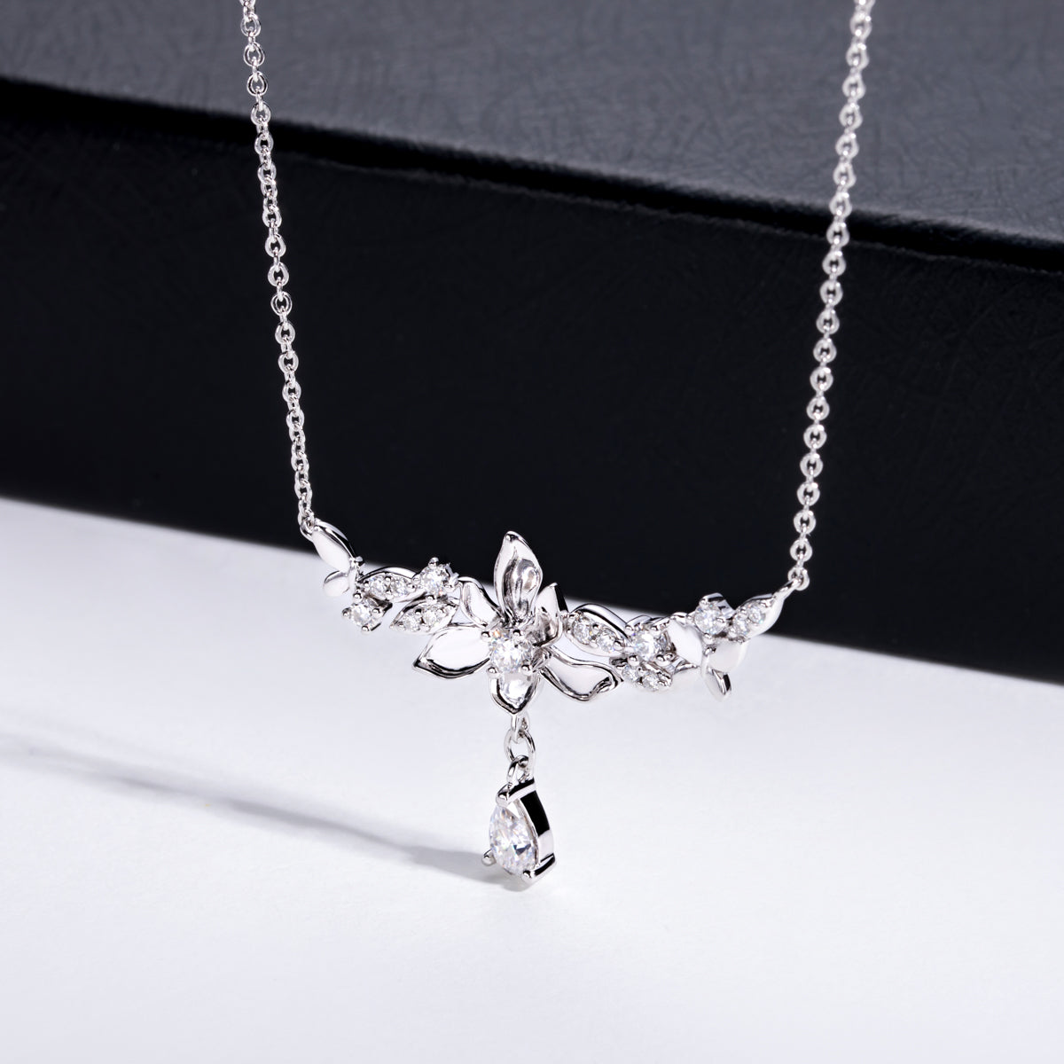 Orchid‑Shaped Minimalist Sterling Silver Clavicle Necklace