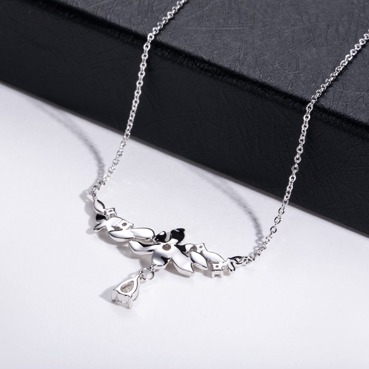 Orchid‑Shaped Minimalist Sterling Silver Clavicle Necklace
