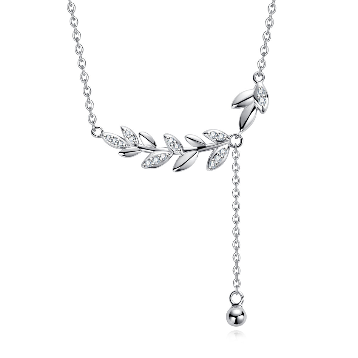 S925‑Sterling‑Silver Moissanite Wheat‑Ear Clavicle Necklace