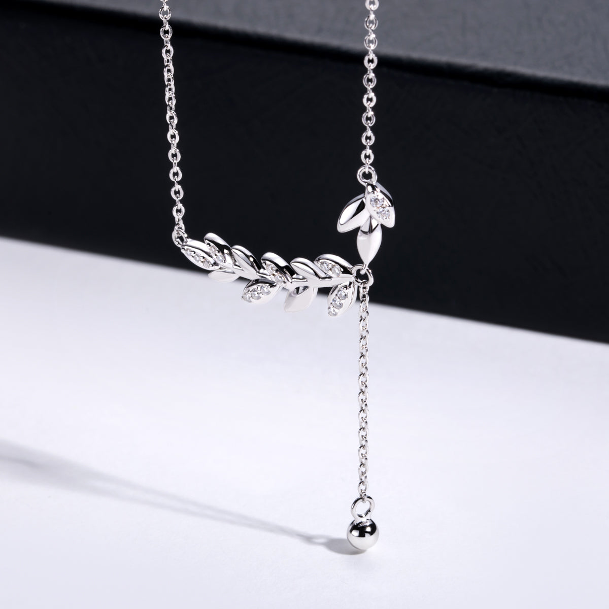 S925‑Sterling‑Silver Moissanite Wheat‑Ear Clavicle Necklace