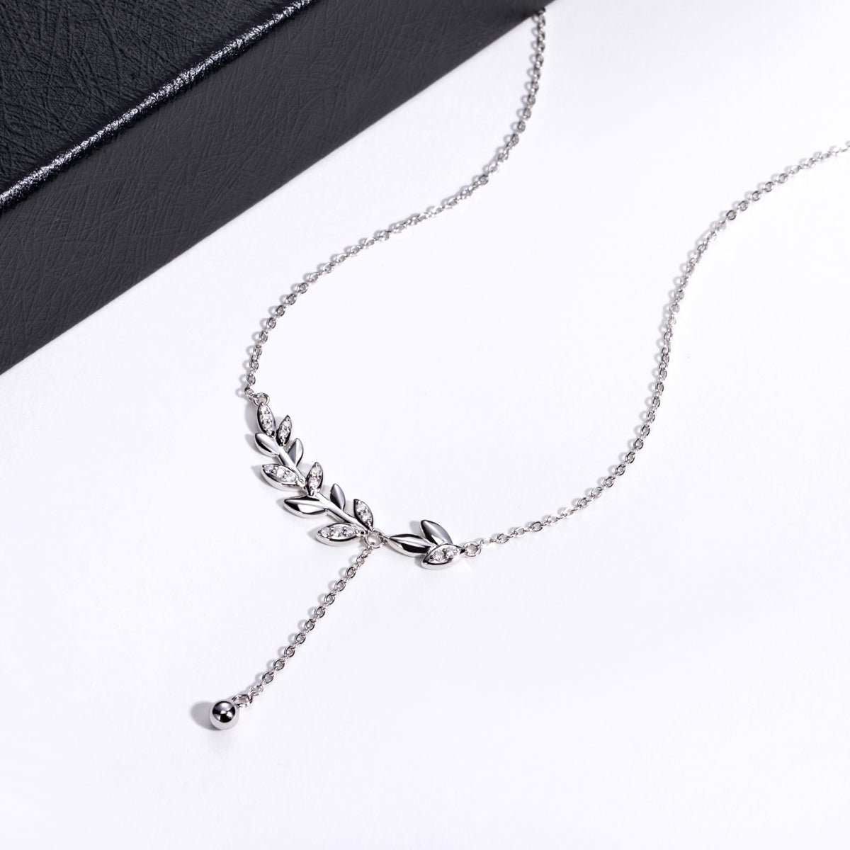 S925‑Sterling‑Silver Moissanite Wheat‑Ear Clavicle Necklace