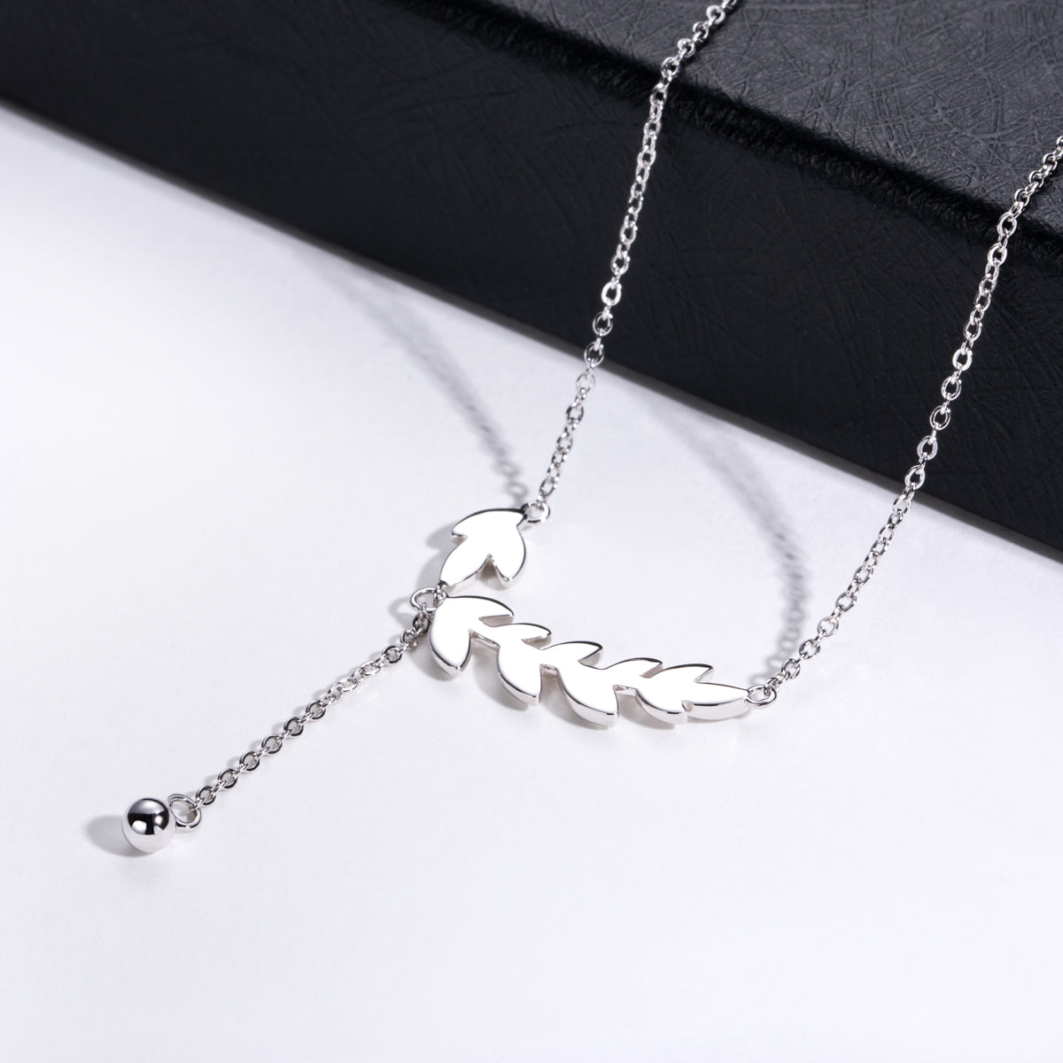 S925‑Sterling‑Silver Moissanite Wheat‑Ear Clavicle Necklace