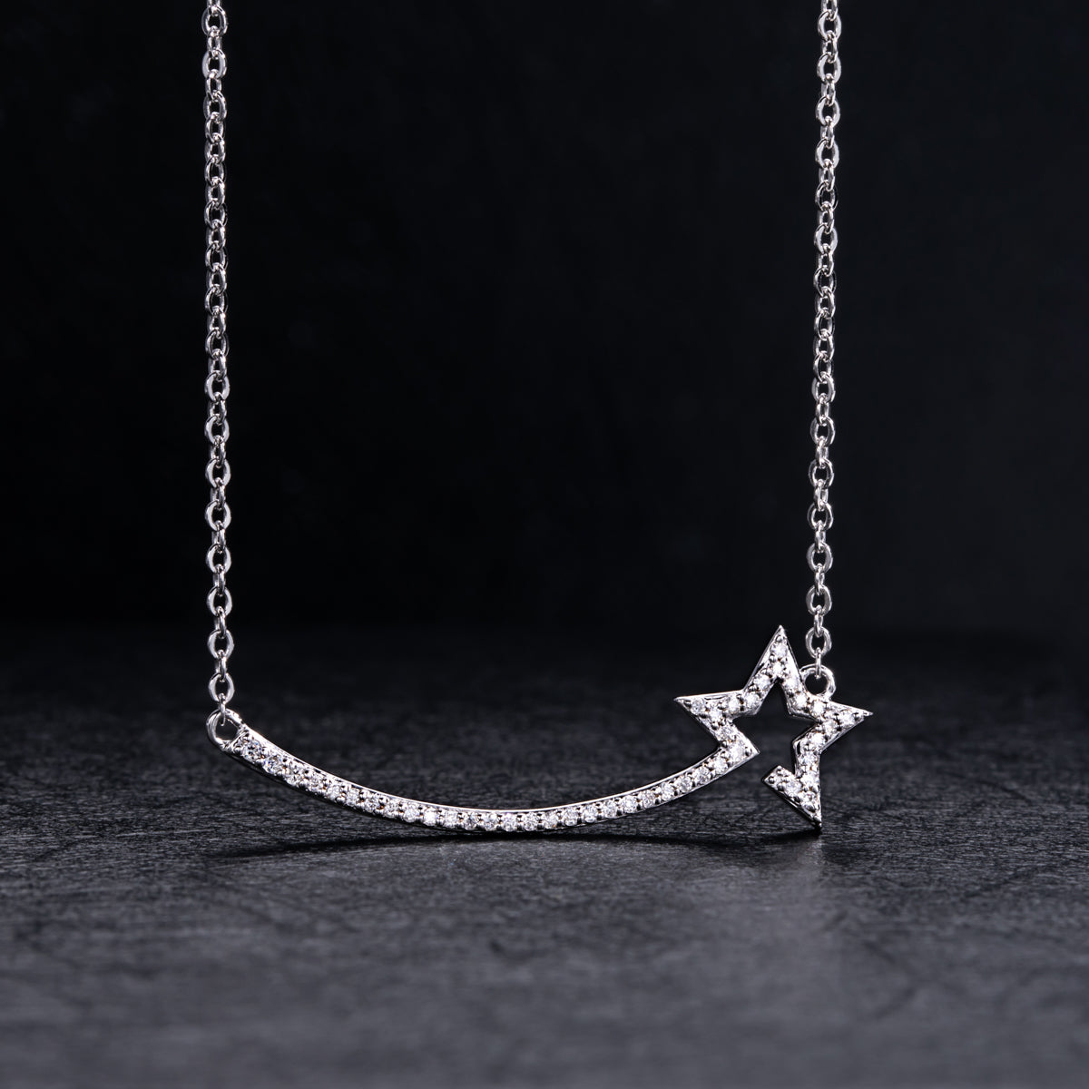 S925‑Sterling Silver Round Moissanite Meteor Smile Collarbone Necklace