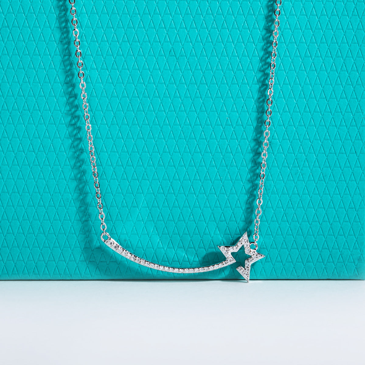 S925‑Sterling Silver Round Moissanite Meteor Smile Collarbone Necklace