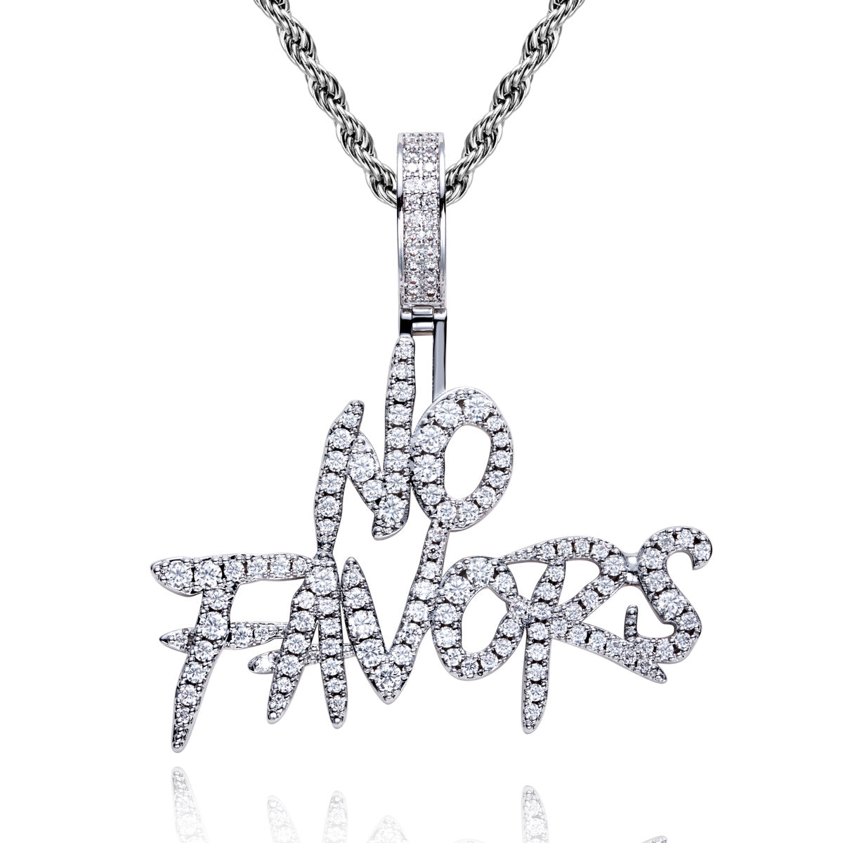 Moissanite NO FAVORS Hip‑Hop Letter Pendant