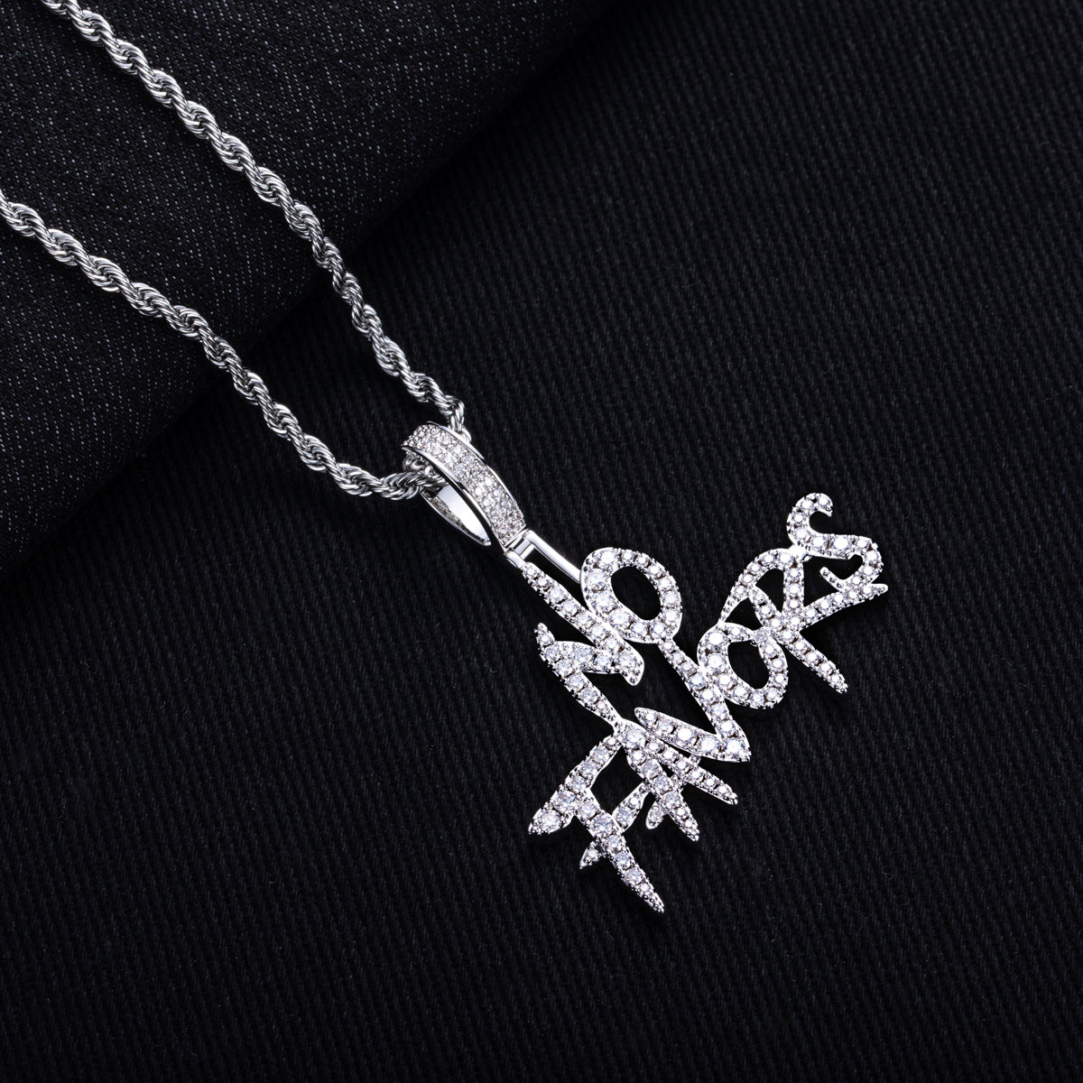 Moissanite NO FAVORS Hip‑Hop Letter Pendant