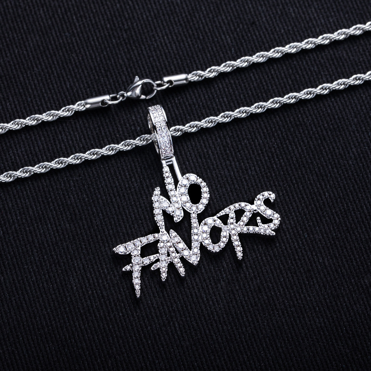 Moissanite NO FAVORS Hip‑Hop Letter Pendant