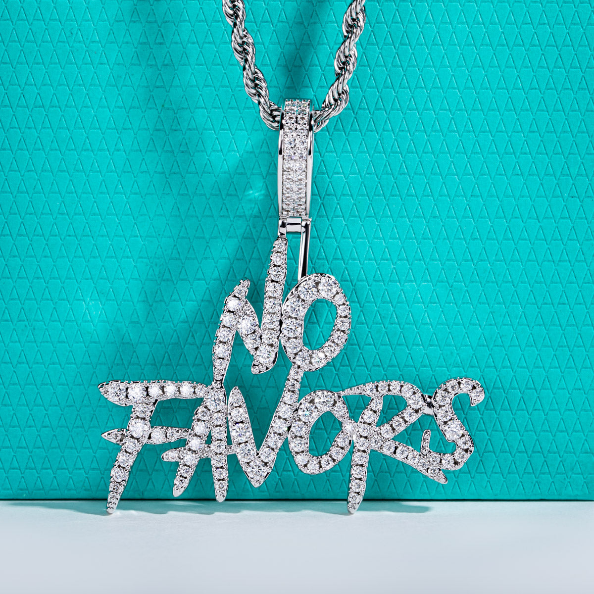 Moissanite NO FAVORS Hip‑Hop Letter Pendant