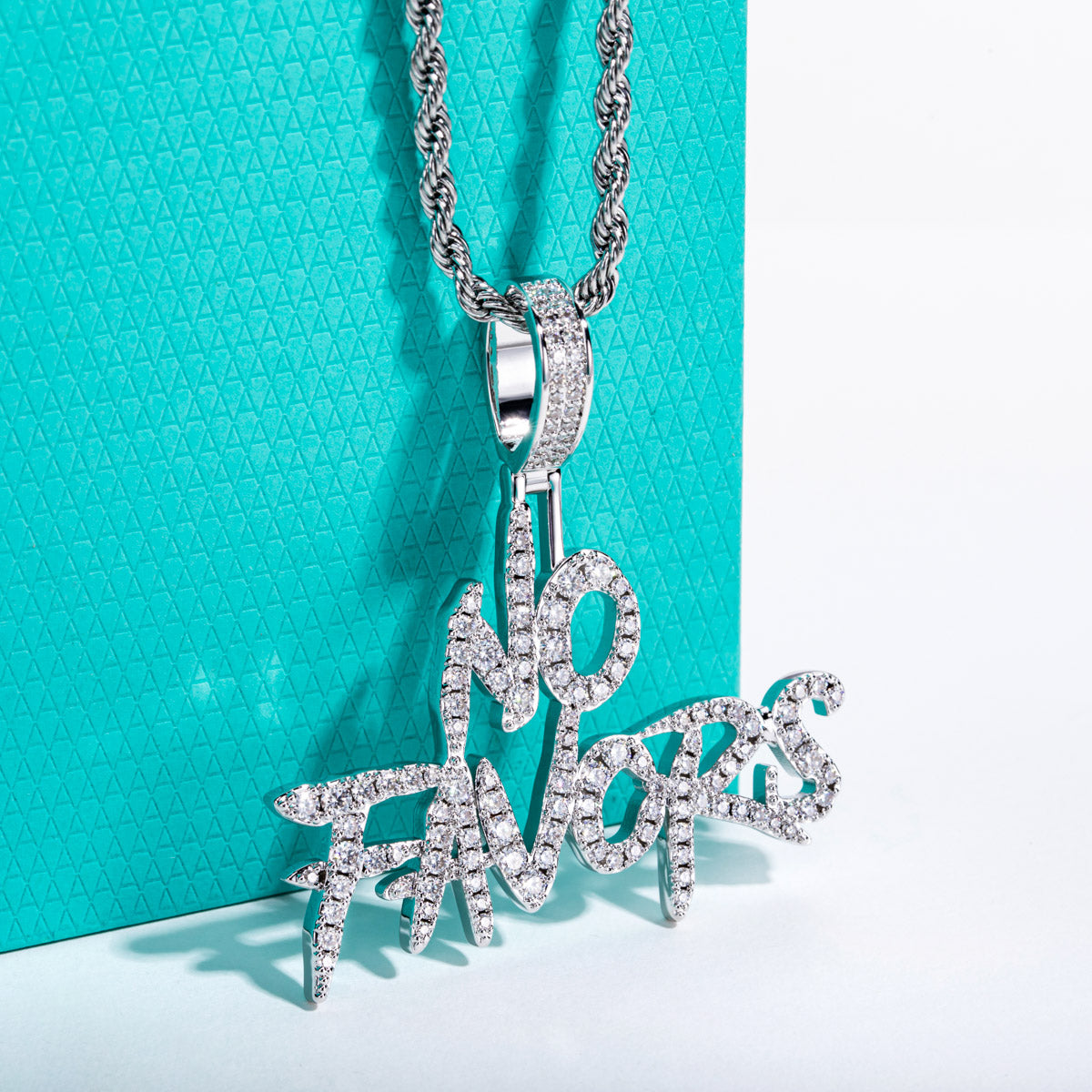 Moissanite NO FAVORS Hip‑Hop Letter Pendant