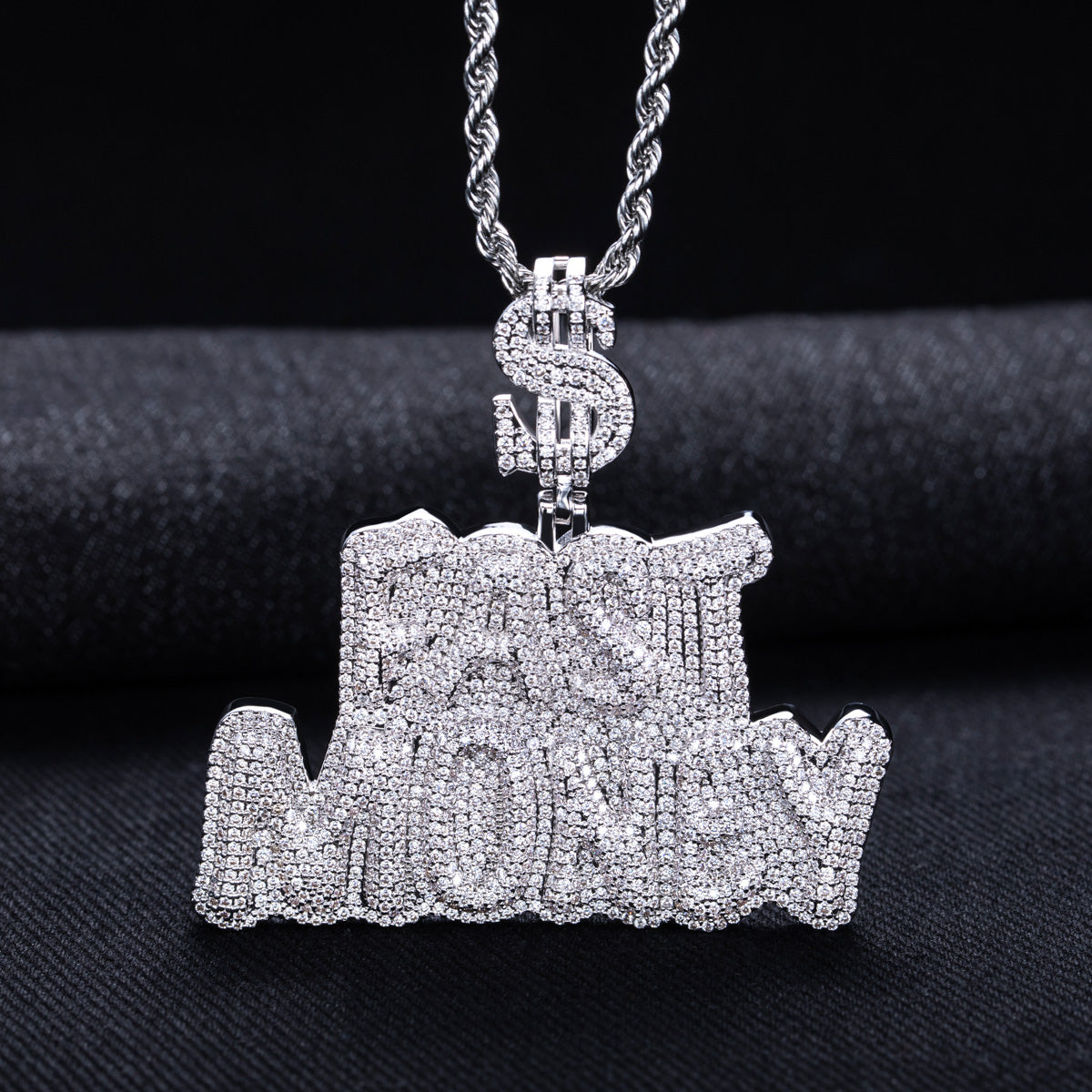 Moissanite Hip‑Hop FAST MONEY Letter Pendant