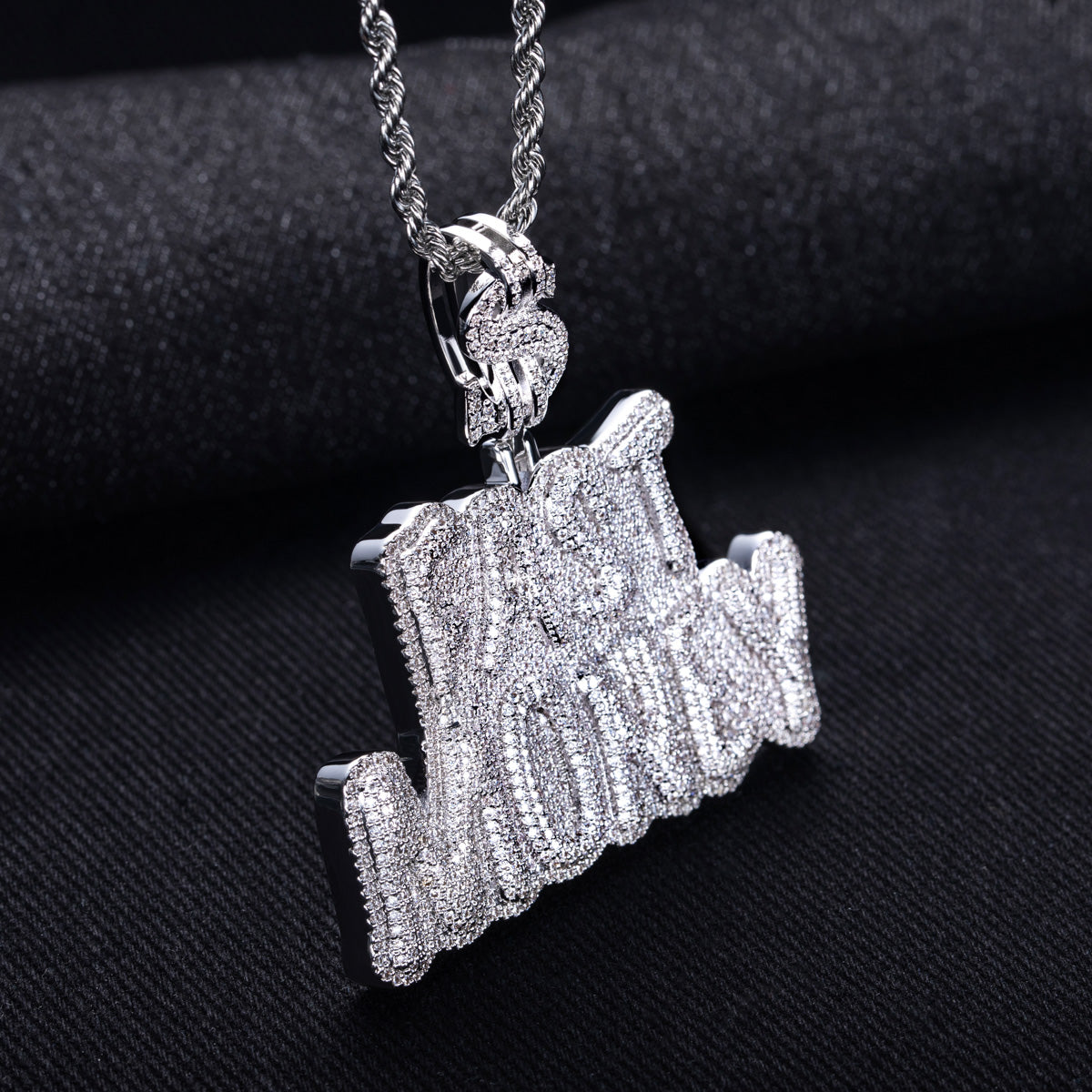 Moissanite Hip‑Hop FAST MONEY Letter Pendant
