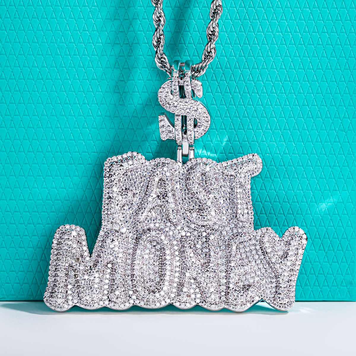 Moissanite Hip‑Hop FAST MONEY Letter Pendant