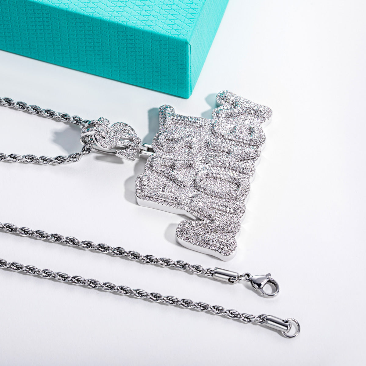 Moissanite Hip‑Hop FAST MONEY Letter Pendant