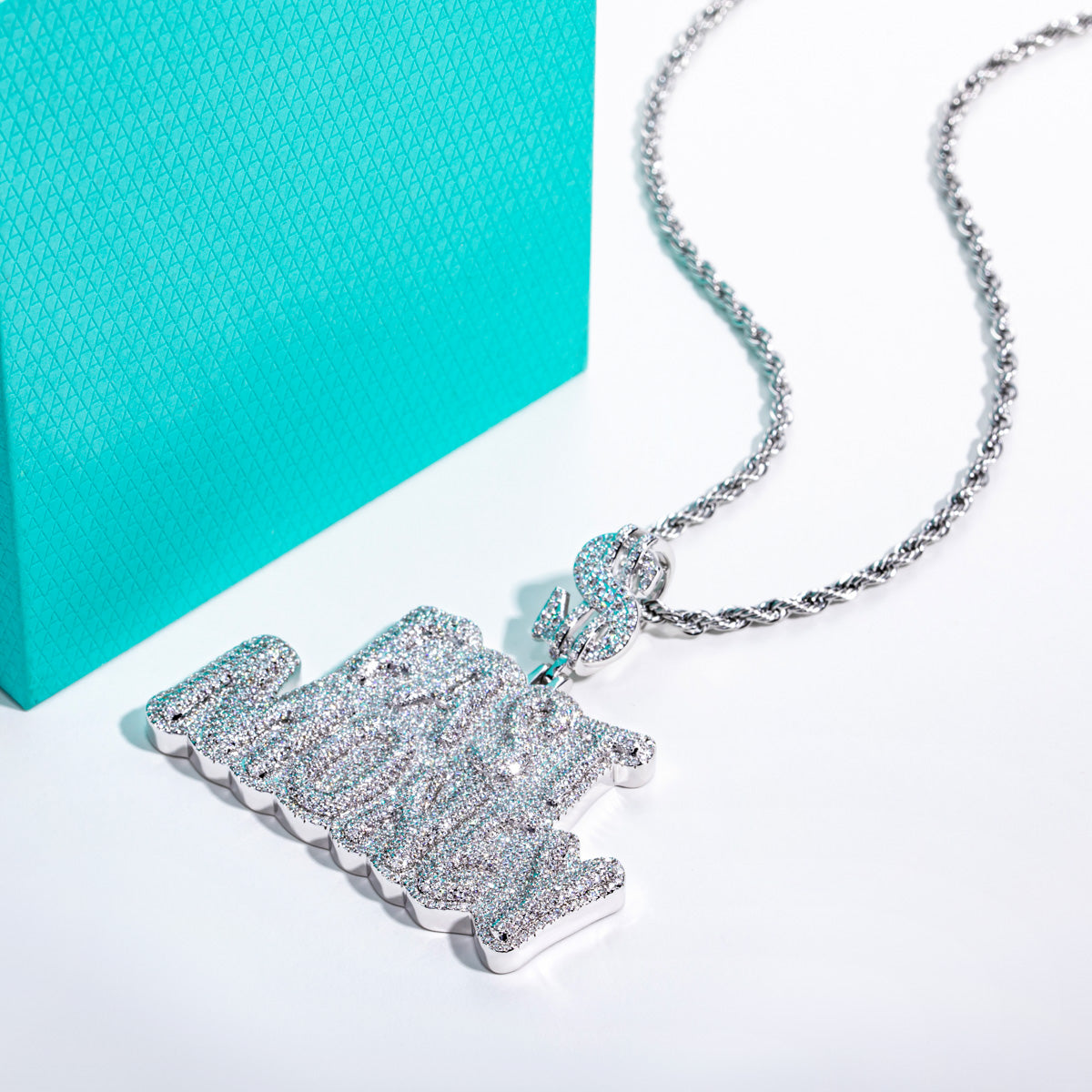 Moissanite Hip‑Hop FAST MONEY Letter Pendant
