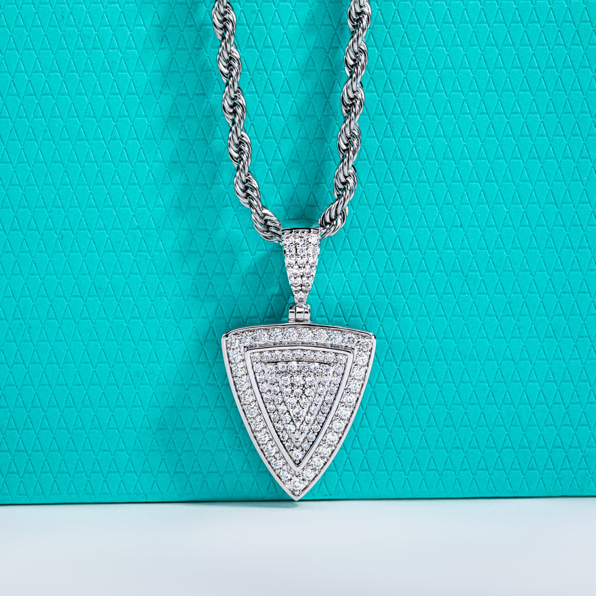 Hip‑Hop Triangle‑Cut Moissanite Pendant, S925 Sterling Silver