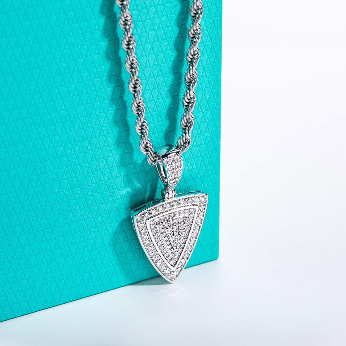 Hip‑Hop Triangle‑Cut Moissanite Pendant, S925 Sterling Silver