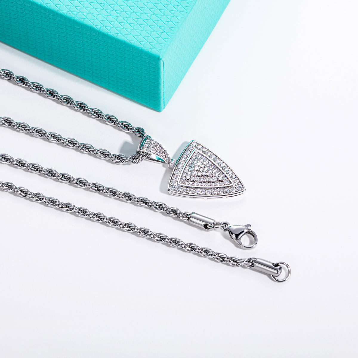 Hip‑Hop Triangle‑Cut Moissanite Pendant, S925 Sterling Silver
