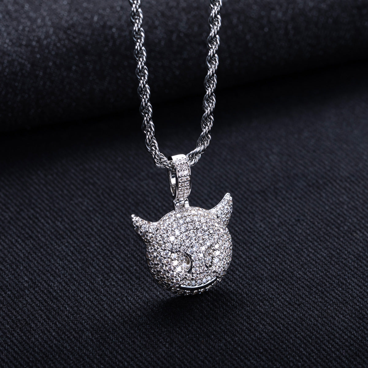 Moissanite Hip‑Hop Little Devil Pendant