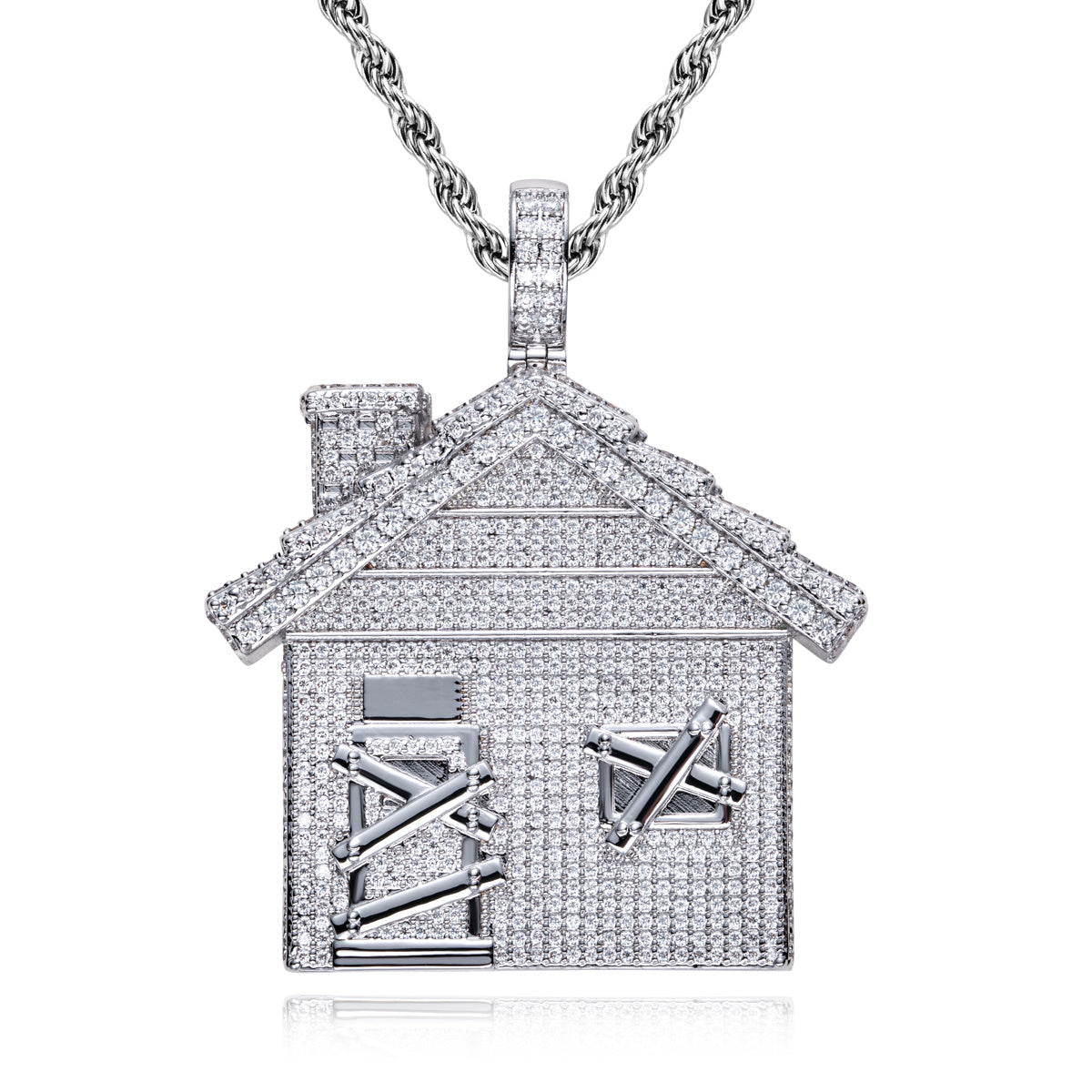Iced‑Out Moissanite Hip‑Hop Mansion Pendant