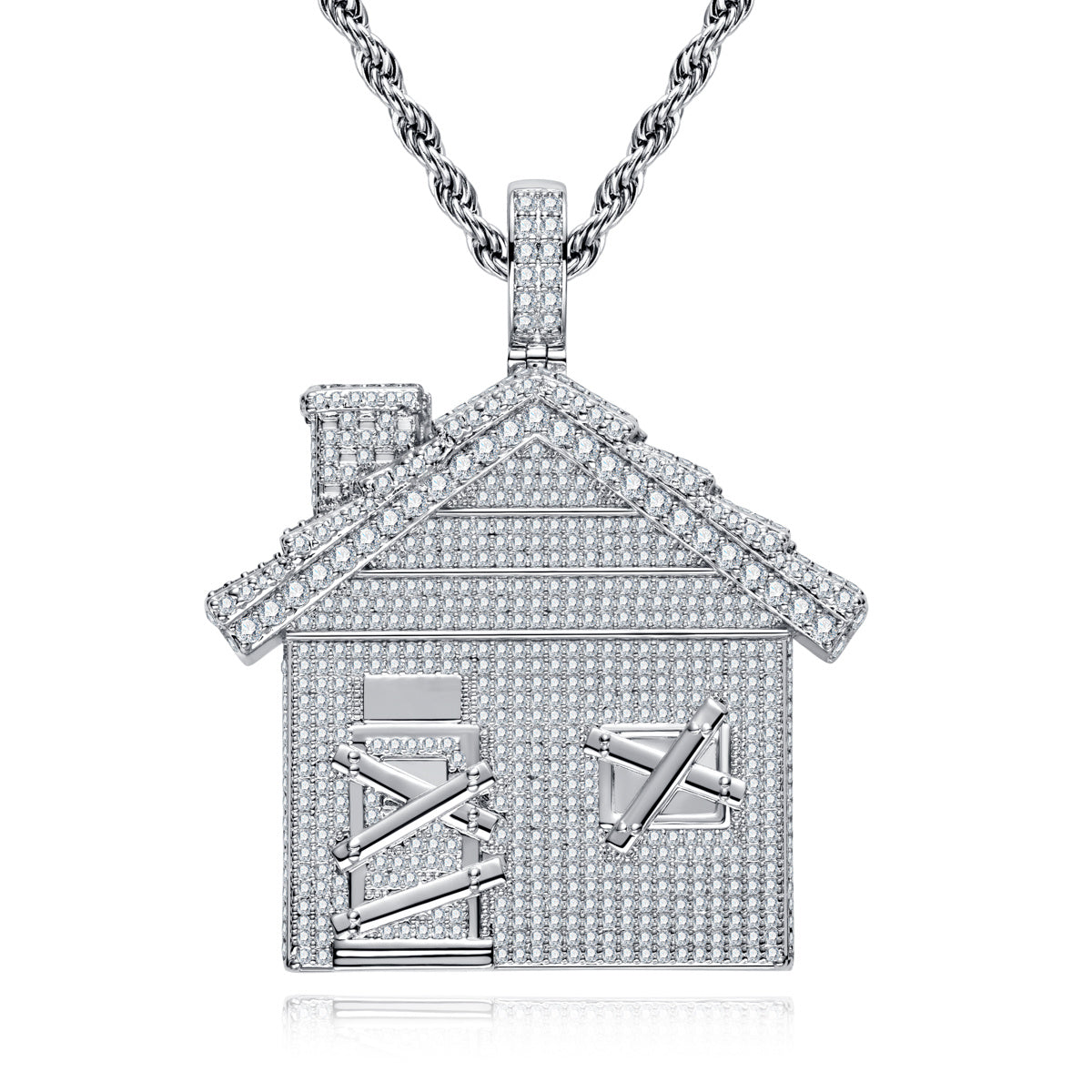Iced‑Out Moissanite Hip‑Hop Mansion Pendant