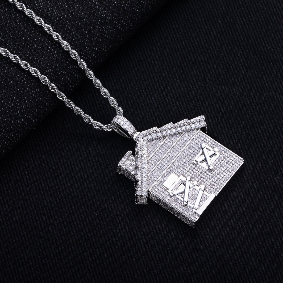 Iced‑Out Moissanite Hip‑Hop Mansion Pendant