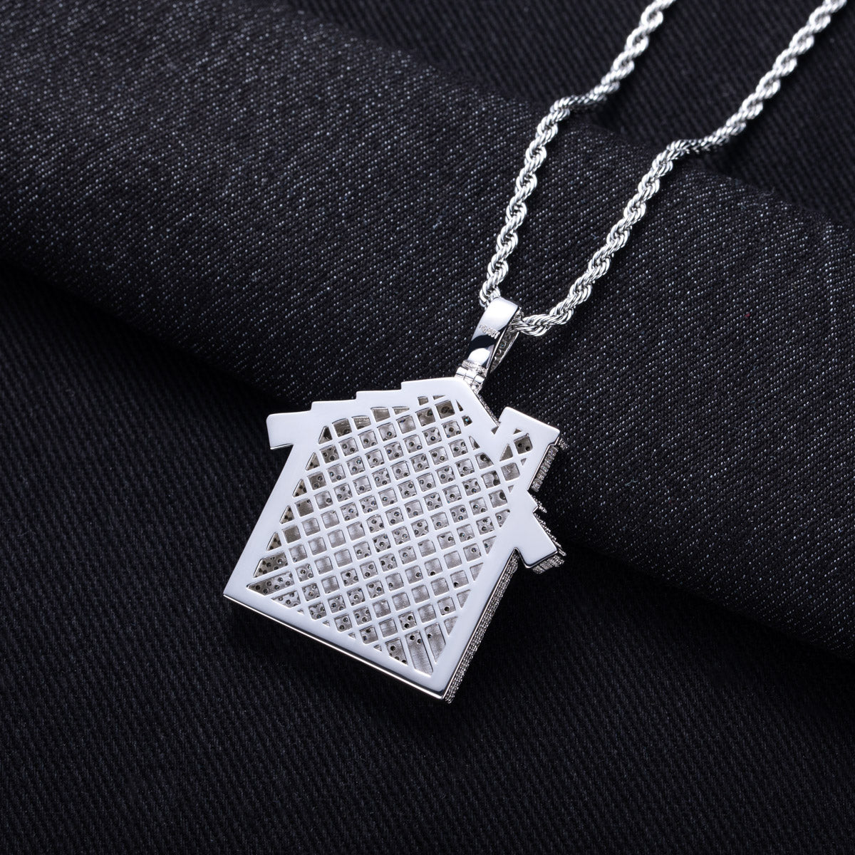 Iced‑Out Moissanite Hip‑Hop Mansion Pendant