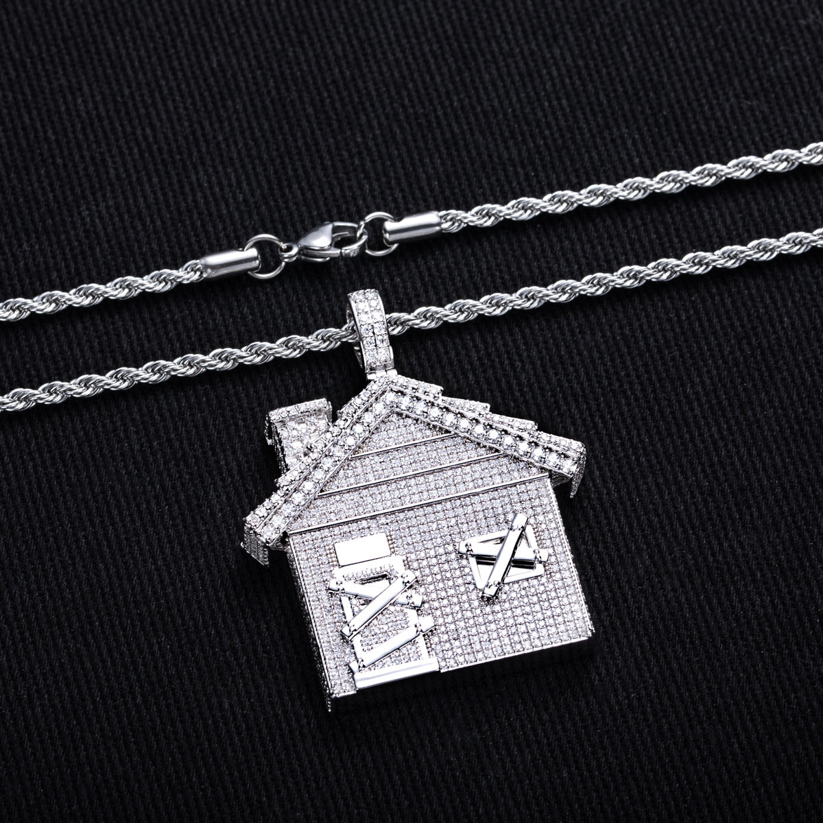 Iced‑Out Moissanite Hip‑Hop Mansion Pendant