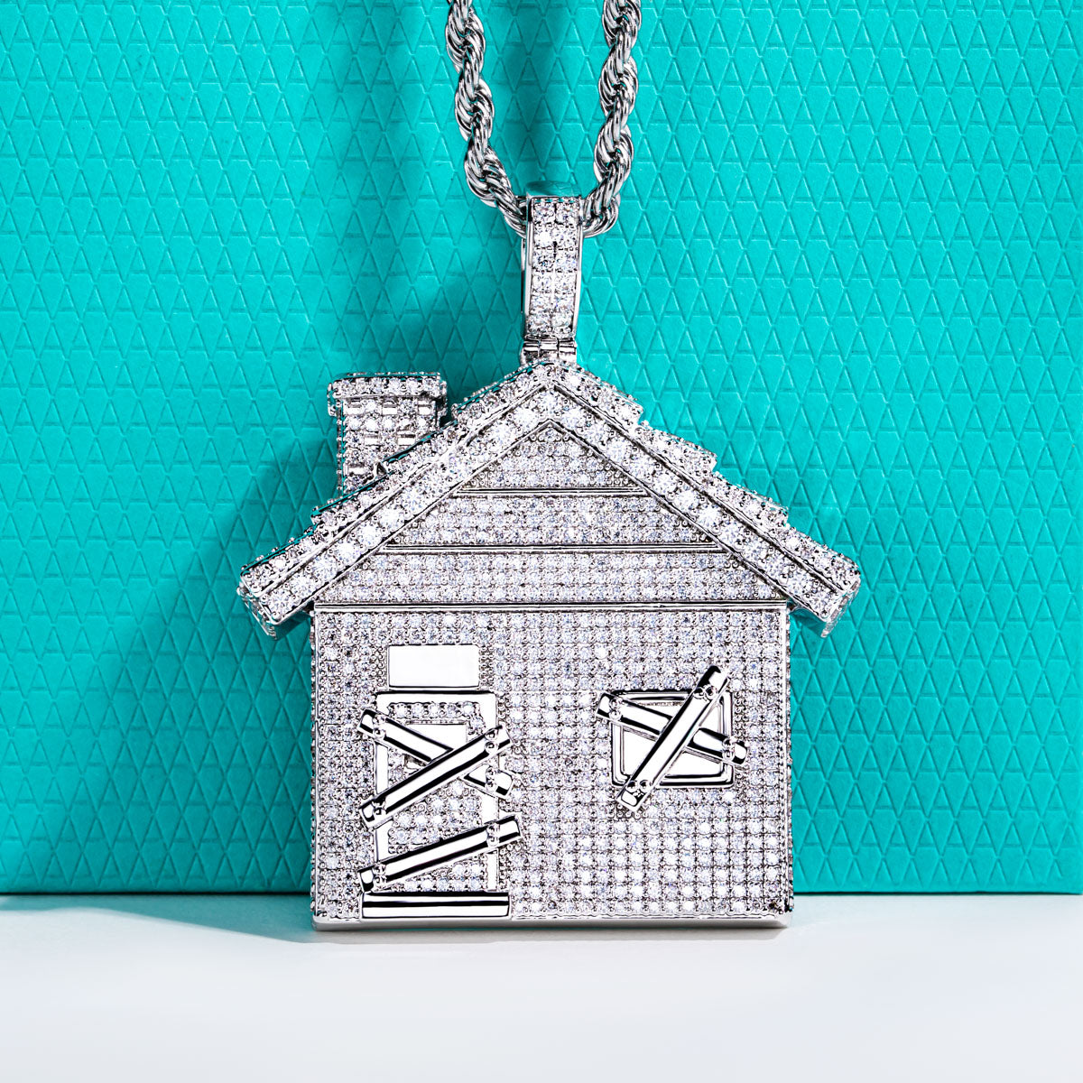 Iced‑Out Moissanite Hip‑Hop Mansion Pendant