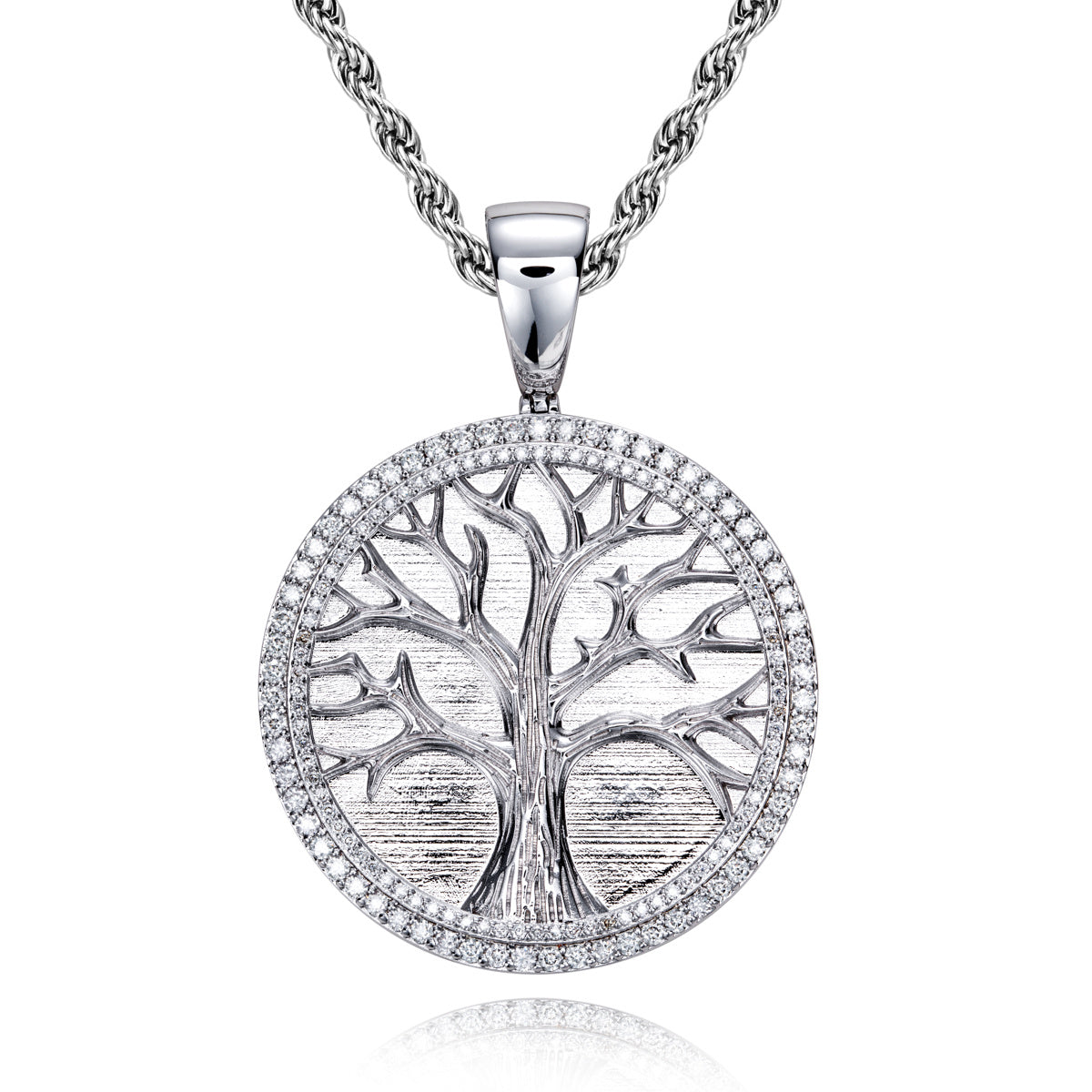 S925‑Sterling Silver Moissanite Tree‑of‑Life Hip‑Hop Pendant