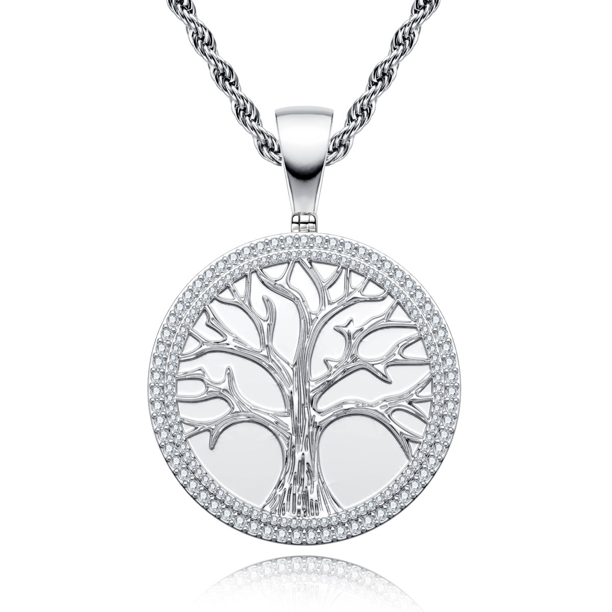S925‑Sterling Silver Moissanite Tree‑of‑Life Hip‑Hop Pendant