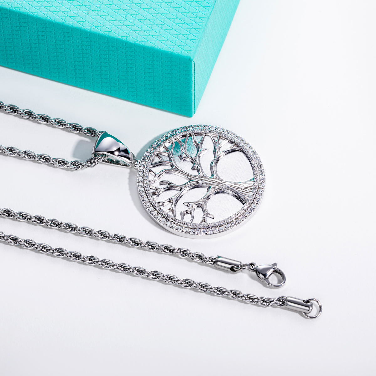 S925‑Sterling Silver Moissanite Tree‑of‑Life Hip‑Hop Pendant
