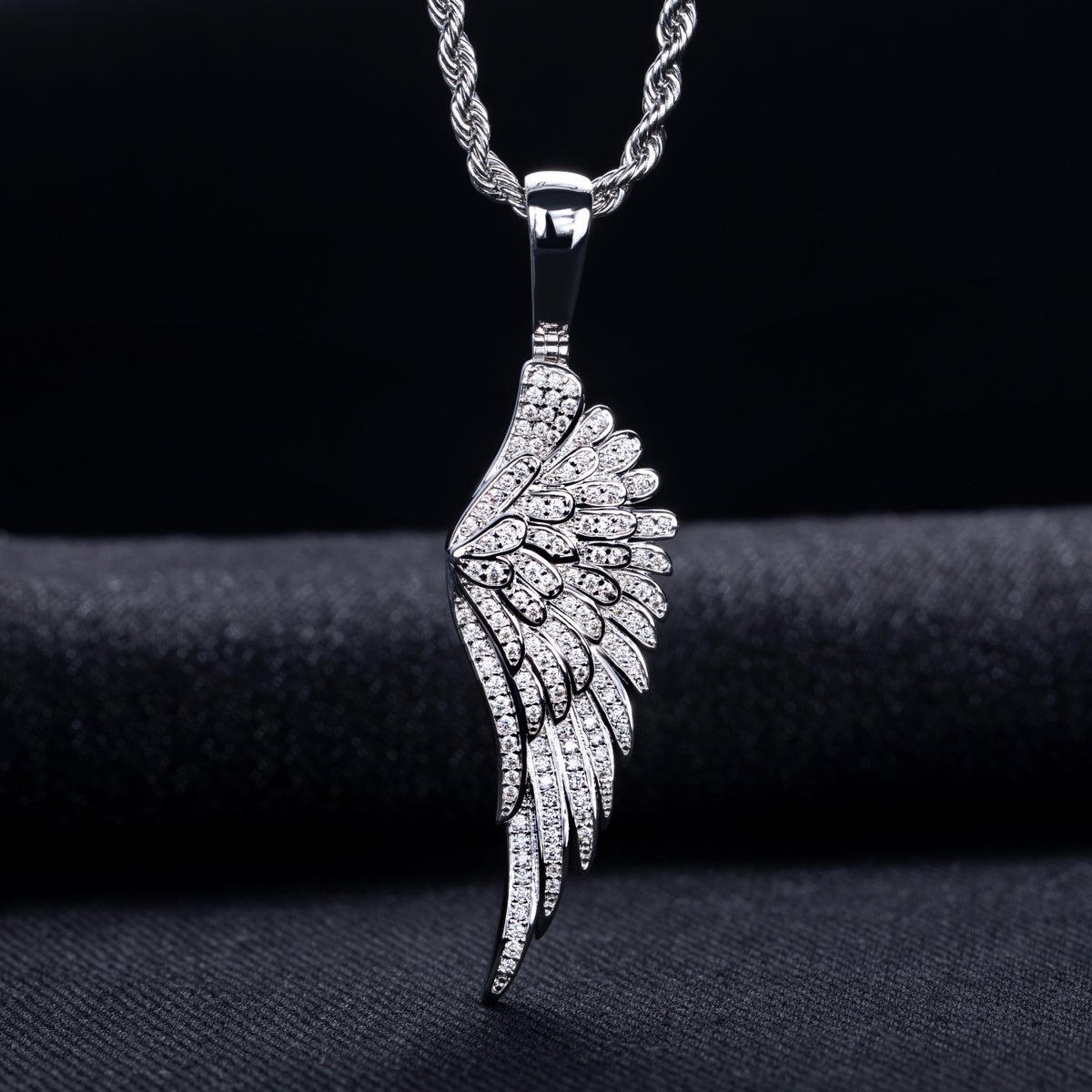 Angel‑Wing Moissanite Hip‑Hop Pendant
