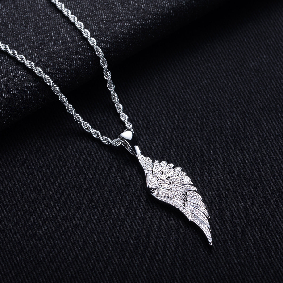 Angel‑Wing Moissanite Hip‑Hop Pendant