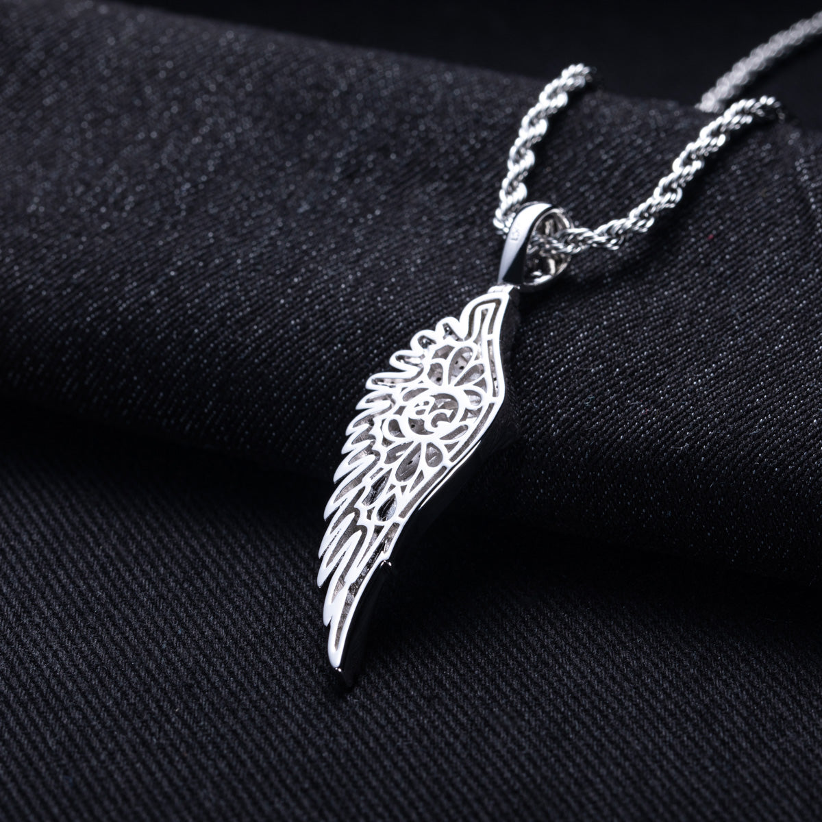 Angel‑Wing Moissanite Hip‑Hop Pendant