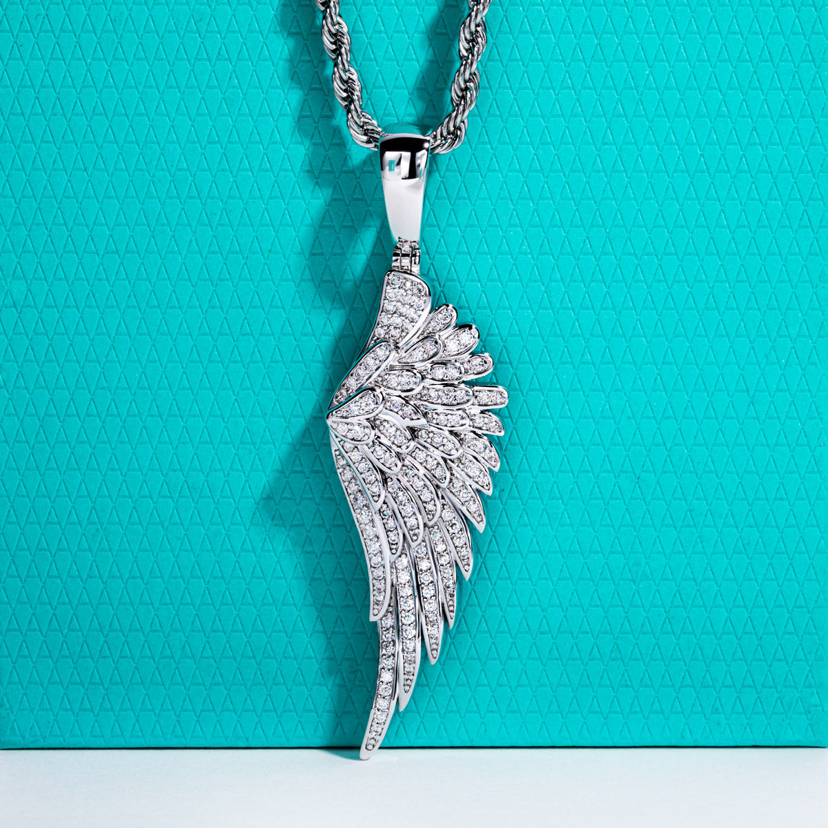 Angel‑Wing Moissanite Hip‑Hop Pendant