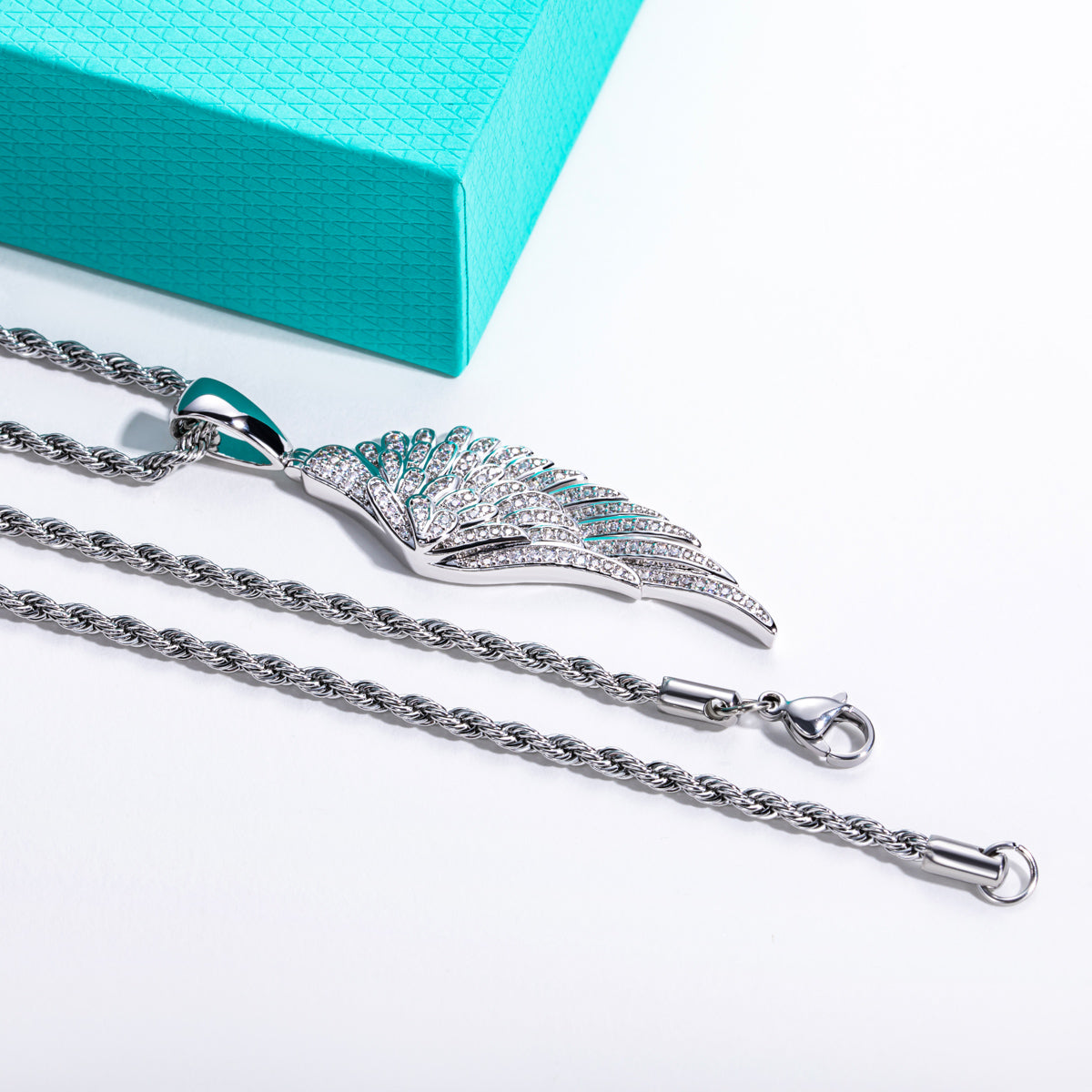 Angel‑Wing Moissanite Hip‑Hop Pendant