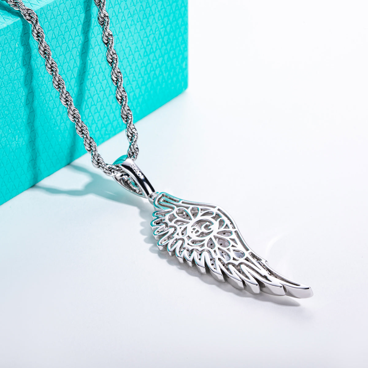 Angel‑Wing Moissanite Hip‑Hop Pendant