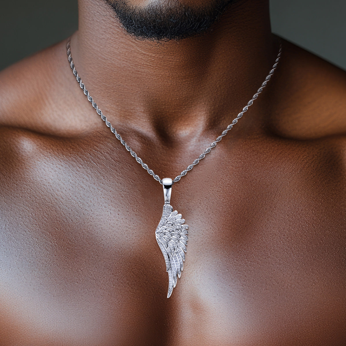 Angel‑Wing Moissanite Hip‑Hop Pendant