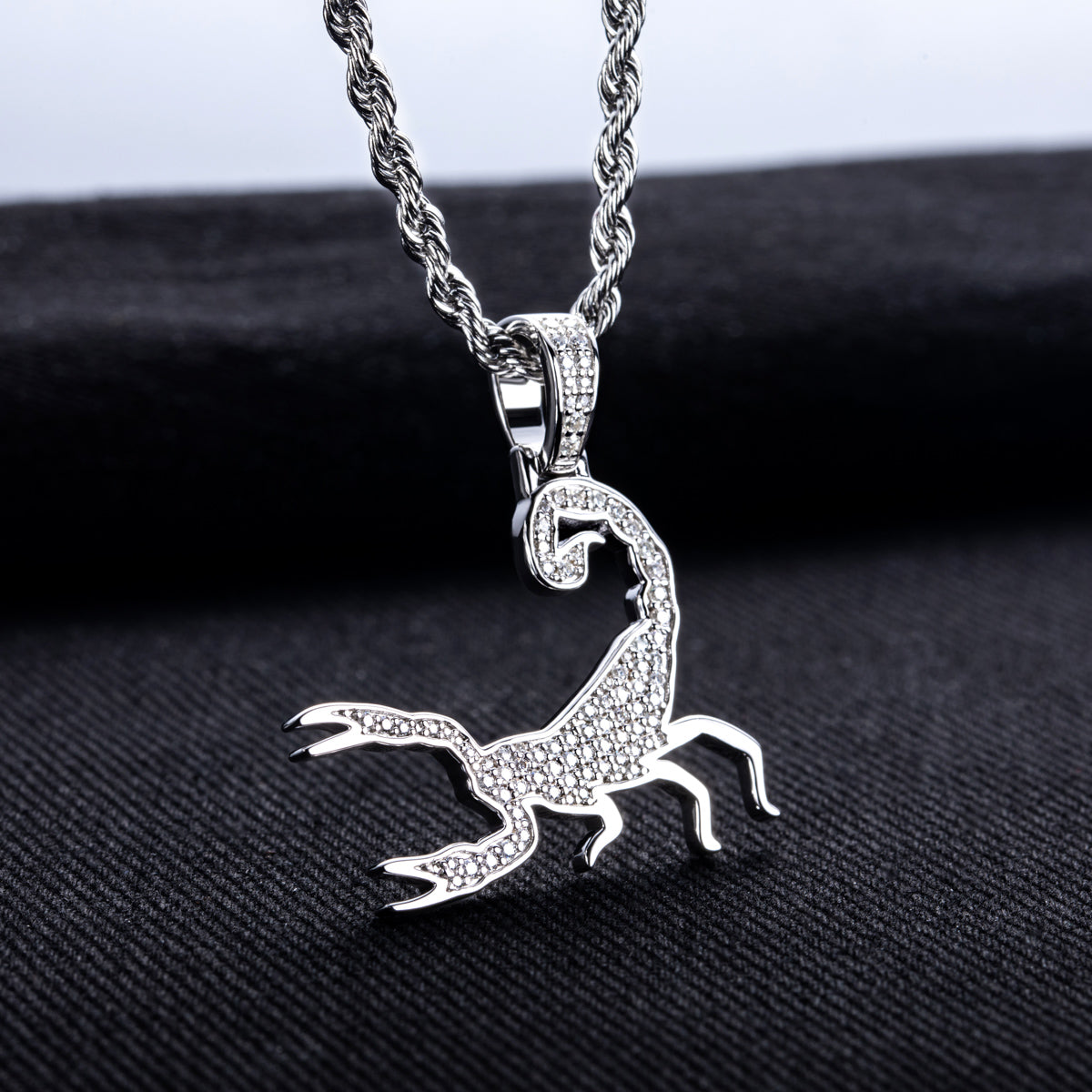S925‑Silver Moissanite Fully‑Set Hip‑Hop Scorpion Pendant